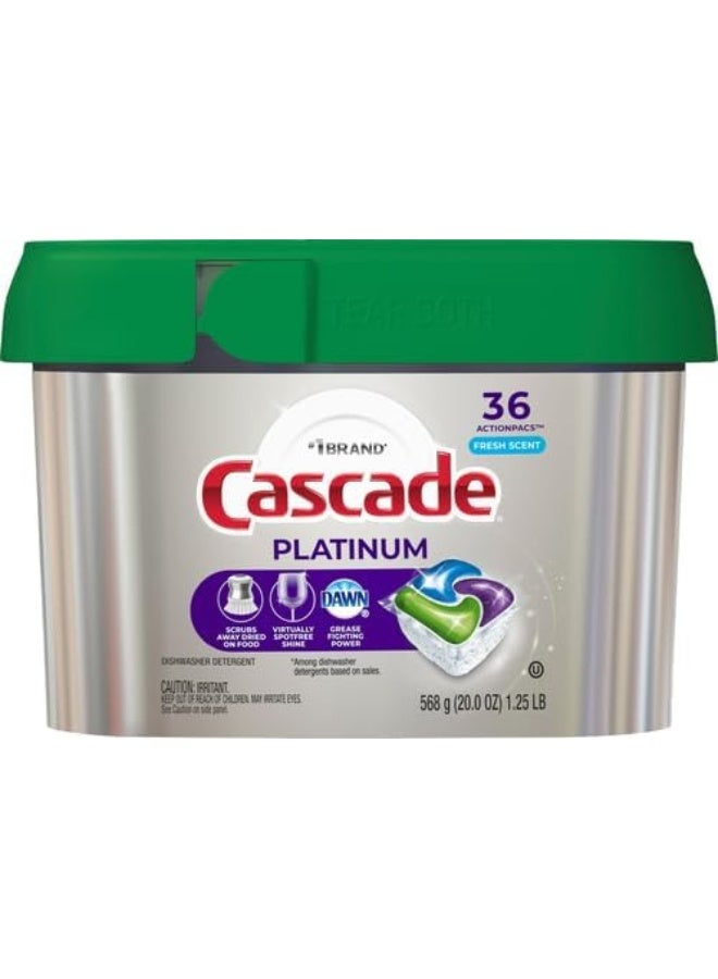 Cascade Platinum ActionPacs, Dishwasher Detergent Pods, Fresh Scent, 36 Count - Image 3